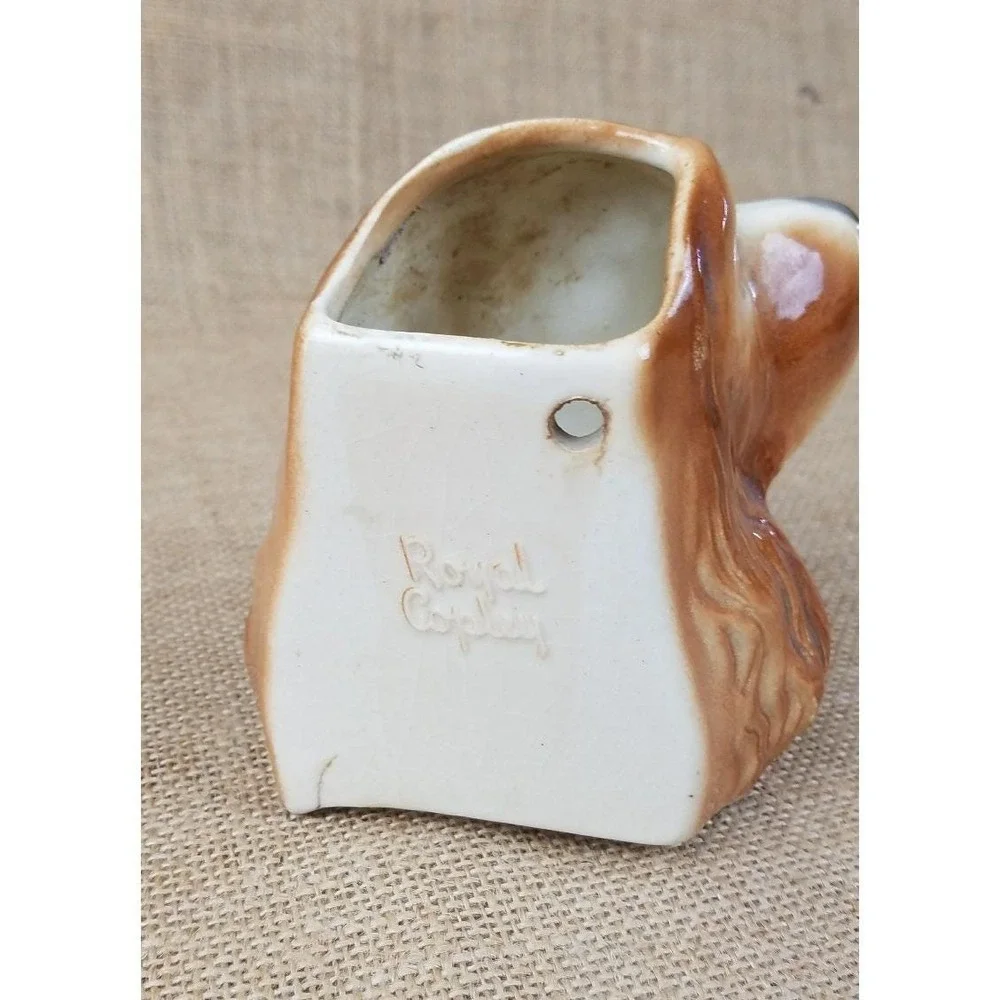 Vintage Royal Copley Cocker Spaniel dog wall pocket vase planter farmhouse